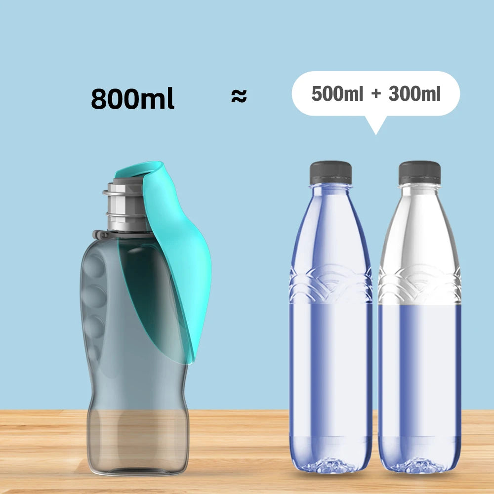 Botella de agua portátil para perros | Dispensador antigoteo de 800 ml